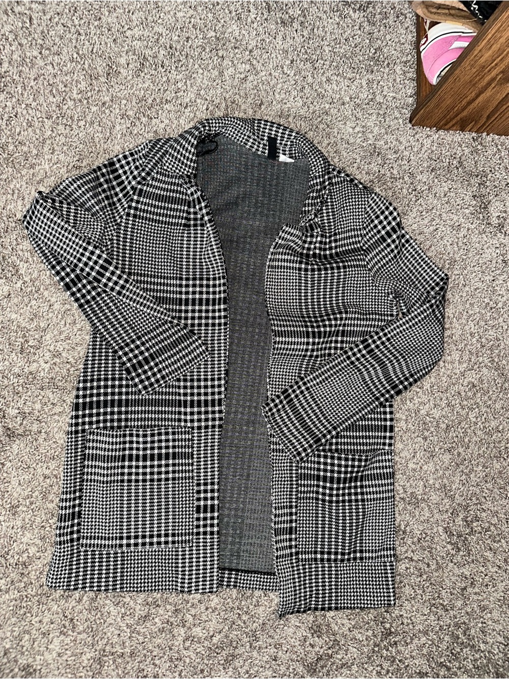 Divided Black and White Houndstooth Cardigan Sweater
